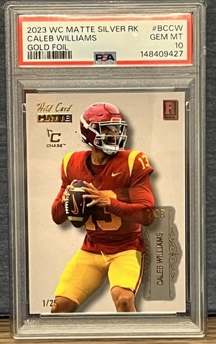 2023 Wild Card Matte Silver Caleb Williams Gold Foil PSA 10 POP 2 #1 of 25