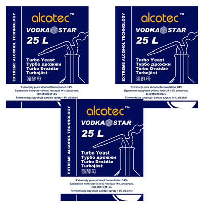 Alcotec Vodka Star Turbo Yeast 3 Pack Homebrew Spirit Distilling Brewing