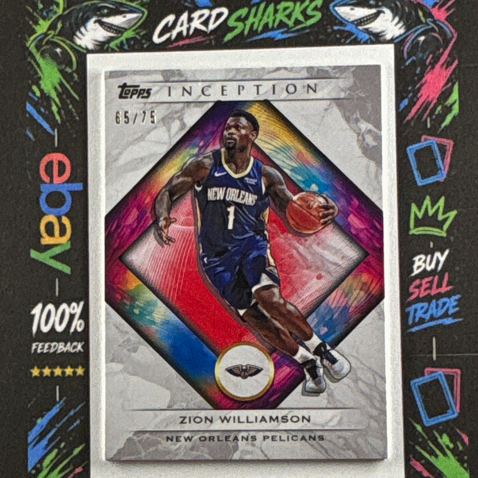 Topps Inception Zion Williamson New Orleans Pelicans 2020 Card #64 Serial 65/75