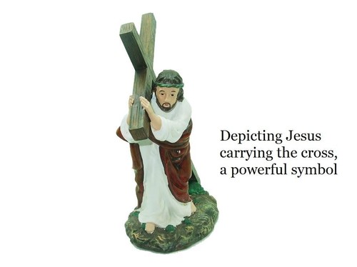Jesus Carrying The Cross, Jesus Resin Figurine, Inspirational LWH 7x4x8 Inch ... - Picture 3 of 9