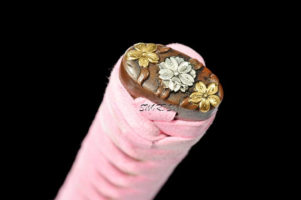 Espada Katana japonesa templada de arcilla pulida a mano accesorios de latón de acero plegados Foto 4 de 4