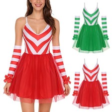 Womens Christmas Birthday Costume Elf Outfit A Line Xmas Dress Ladies Party
