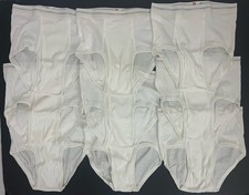 Vintage Hanes Men's 34 White Briefs Gray Waistband Red Tag Made USA 9 pair NWOT