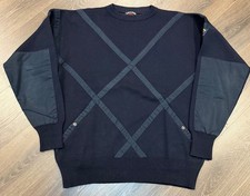 VTG Paul  Shark Yachting Dark Blue Wool Knit Elbow Patch Sweater Jumper Mens XL