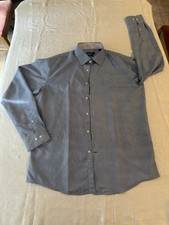 Nine West Men’s Slim Fit Blue Patterned Long Sleeve Button Dress Shirt - Size L