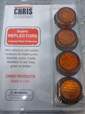 Set of 4 - Mini Amber Motorcycle License Plate Reflector Bolts with Wing Nuts