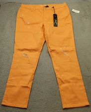 DG2 by Diane Gilman Straight Leg Jeans Women Size 18W Orange Distressed 5-Pocket