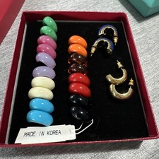 Kenneth Jay Lane KJL 11 Interchangeable Half Hoop Earrings Gold Tone