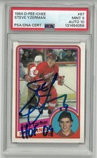 1984 O-PEE-CHEE #67 Steve Yzerman Rookie Card PSA 9 Auto 10 With HOF Inscription