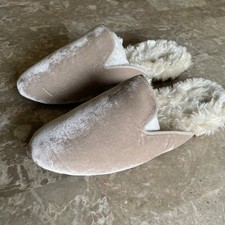 NEW Birdies Phoebe Cream Velvet Faux Fur-Lined Slide Mule Slippers Size 8