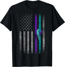 Vintage American Flag Suicide Prevention Awareness Unisex T-Shirt