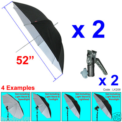 Linco 52'' Black&White Studio Lighting Bracket Photo Umbrella Kit Studio Lighting