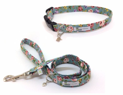 Vintage Flower Print, Roses,Dog Collar and Lead Set, Fully Adjustable  - Afbeelding 1 van 7