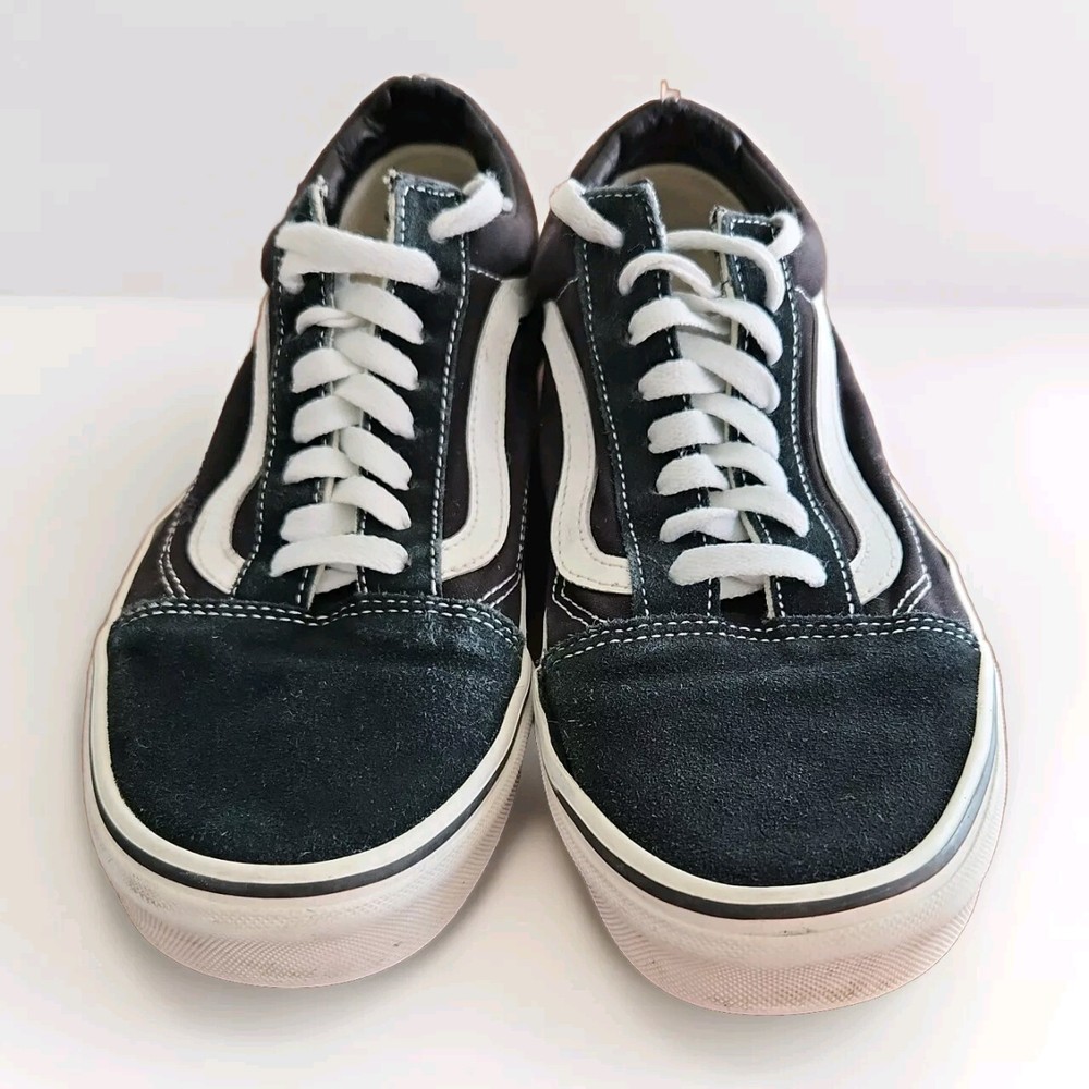 Vans Old Skool Black & White Suede Canvas Skate Shoes Size 10 US Mens