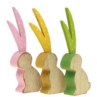 Dekofigur Hase Langohr Holz 15Cm 6Er Set Ostern Deko FrüHling Pastell, 6 StüCk