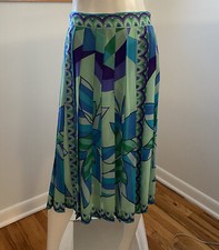 VINTAGE EMILIO PUCCI SAKS FIFTH AVENUE SIGNED PRINT SILK SKIRT