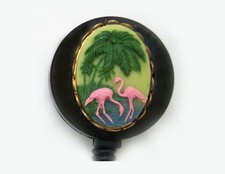 PINK FLAMINGO Retractable Reel ID Card Badge Holder/Keychain Key Ring FREE SHIP