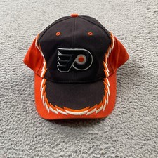 VINTAGE Philadelphia Flyers Hat Cap Big Logo Shark Tooth Adjustable NHL Orange