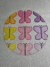 Handpainted Needlepoint Butterfly spring Ornament 18ct Zweigart Canvas