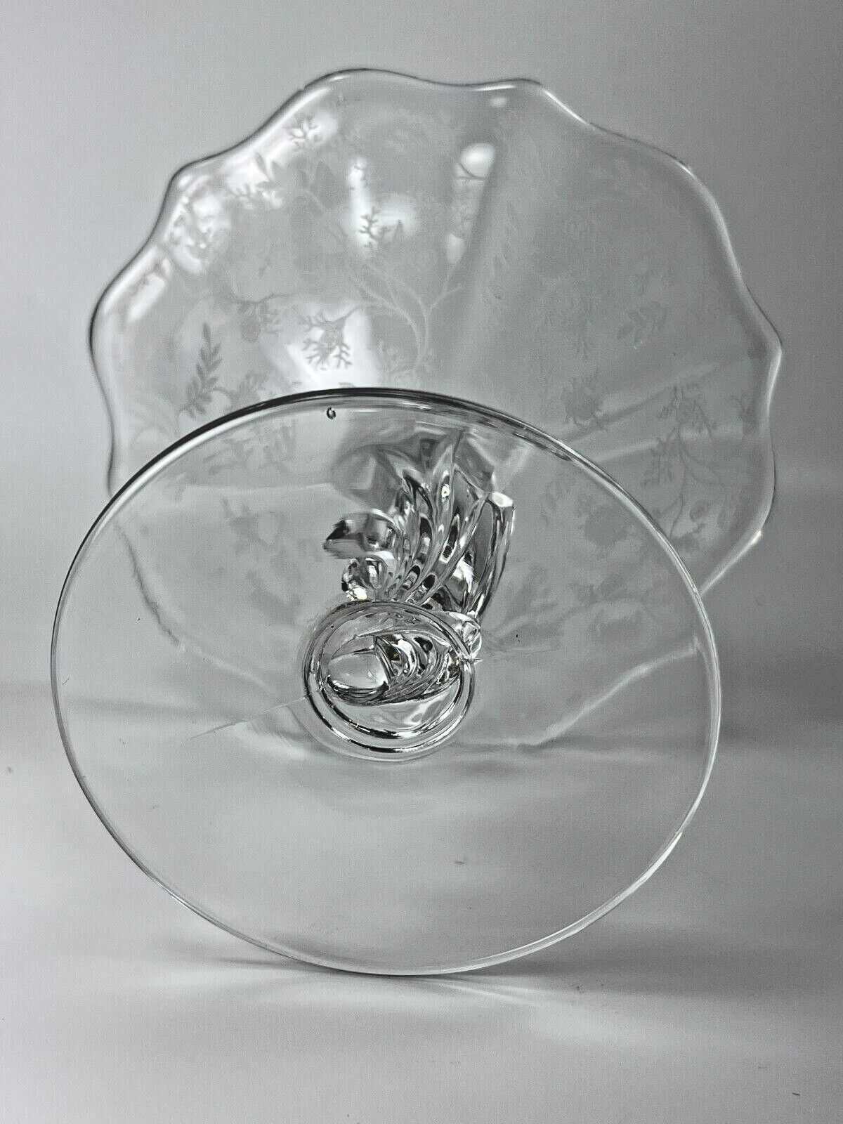 Vintage Fostoria Glass Company Clear Etched Glass Chintz Baroque Open Compote