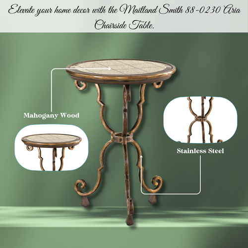 Maitland Smith/Marge Carlson Aria Chairside Table - Mahogany Wood, Regency Glass - Picture 8 of 8