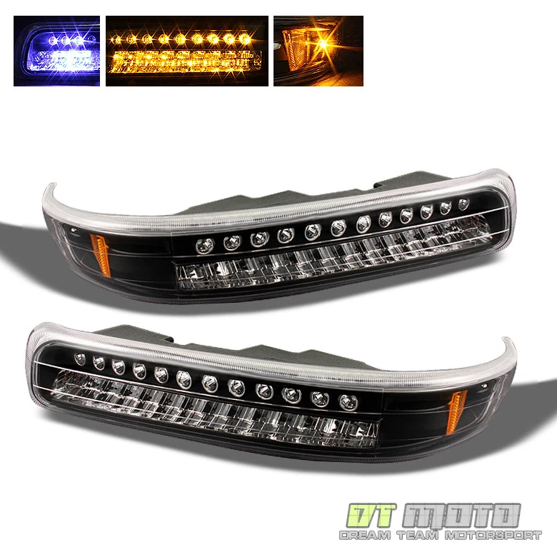 Preto 99-02 Silverado 00-06 Tahoe Suburban Led luzes de sinalização de para-choque esquerda+direita - Imagem 3 de 4