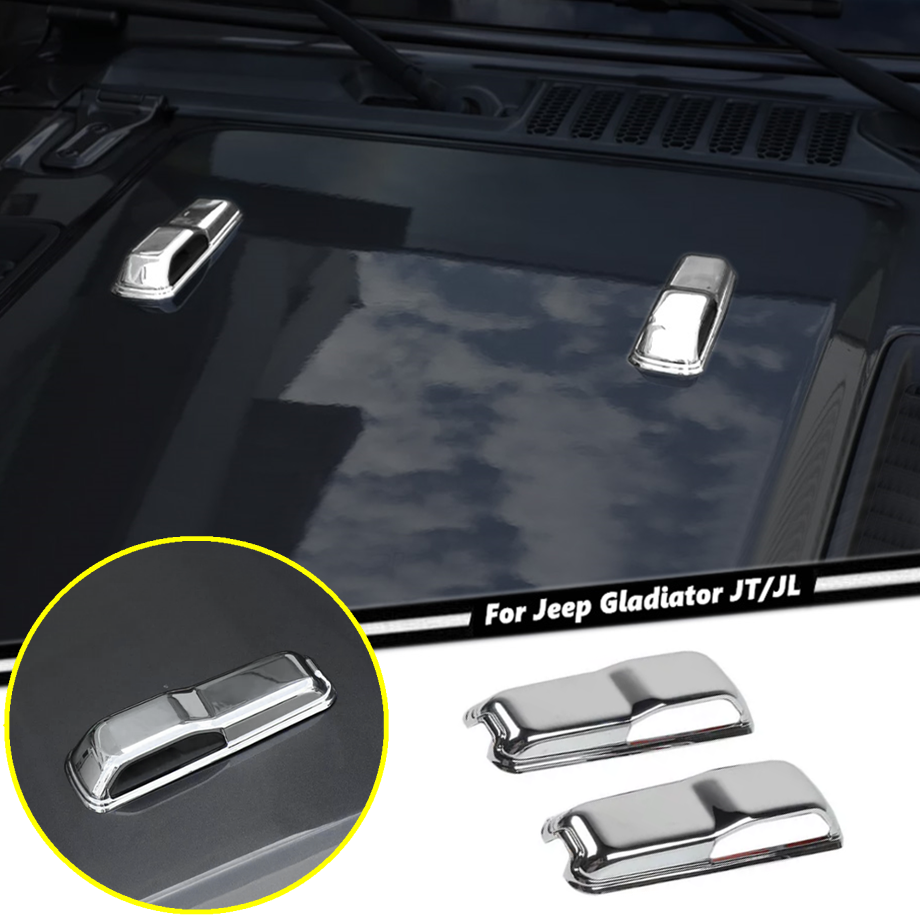For 2018-2025 Jeep Gladiator JT/JL ABS Chrome Look Front Hood Hinge Trim Cover2*