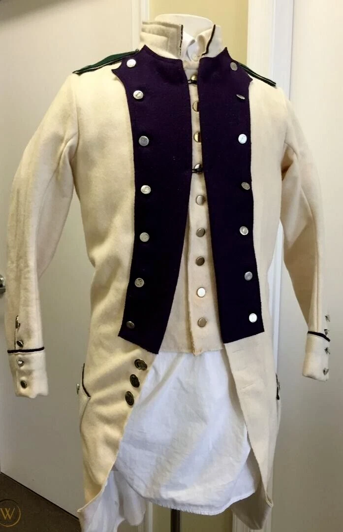 OFF WHITE Costume da uomo in lana bianca New Regiment 1770 French Gatinais Revolutionary War Off