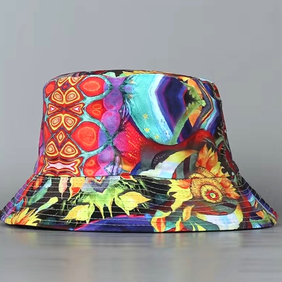 Bucket Hat. Cyberpunk Devil Eyes. Multicolored. OS.Foldable