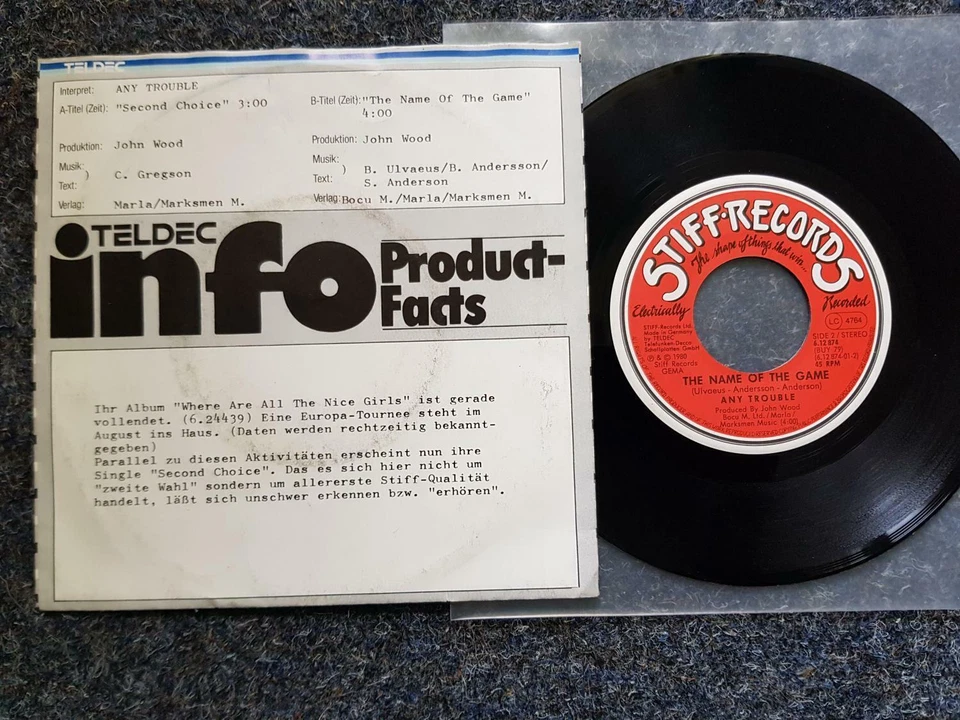 Any Trouble - Second choice 7'' Single/ CV Abba - The name of the game PROMO - Image 2 of 2