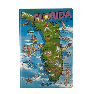 Vintage Florida State Map Regions Fridge Magnet 