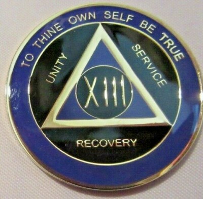 Purple AA Alcoholics Anonymous 13 Year Medallion Token Chip Coin Sobriety Sober