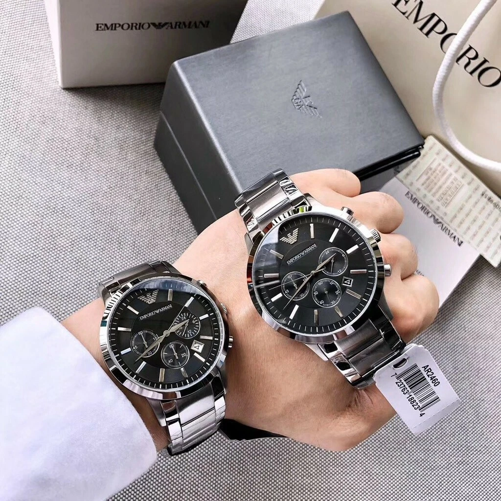 NEW GENUINE EMPORIO ARMANI STAINLESS STEEL MENS WATCH AR2460 BLACK