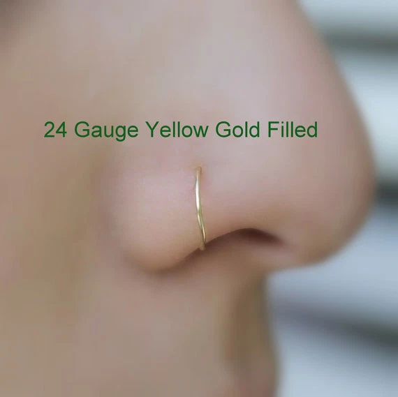 Nose Ring Hoop Helix Tragus Cartilage Earring 14k Yellow Gold Filled 24g 16g 7mm