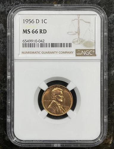 1956-D Lincoln Wheat Cent MS 66 RD NGC Penny Uncirculated [FREE SHIPPING]