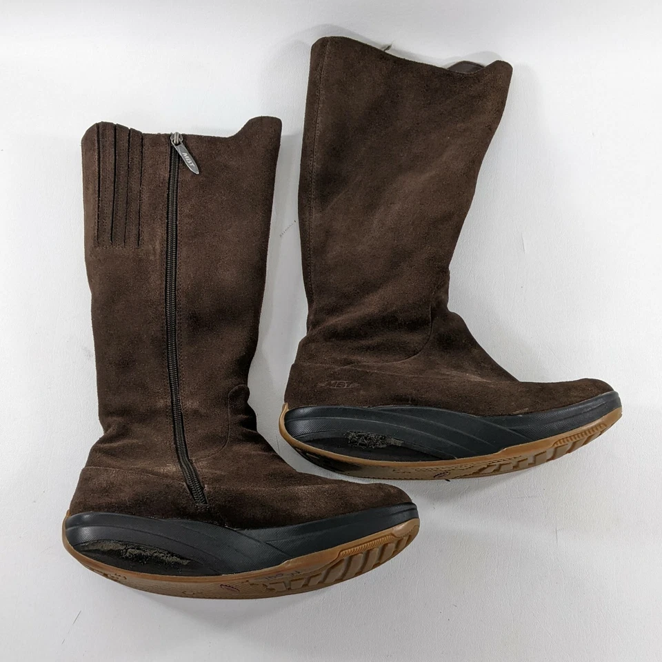 MBT Marrón Gamuza Alto Tambo Cremallera Botas Mujer Talla 9 Foto 2 de 4