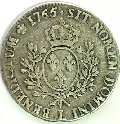 な　フランス　1 FRANCE LOUIS XV 1765-L 1 ECU SILVER COIN, BAYONNE (41.6mm, 28.8g