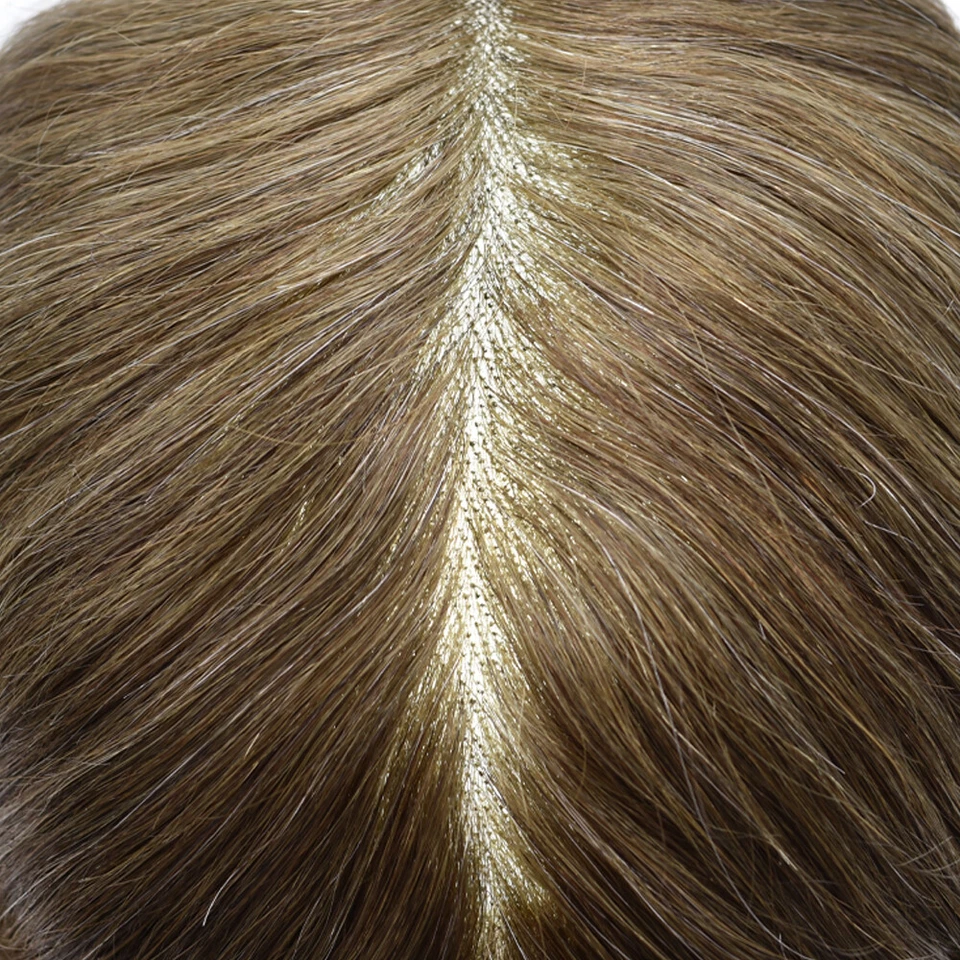 Toupee for Men Hairpiece Fine Mono 男式假发 Poly Skin Pu 头发替换系统 — 第 2/4 张图片