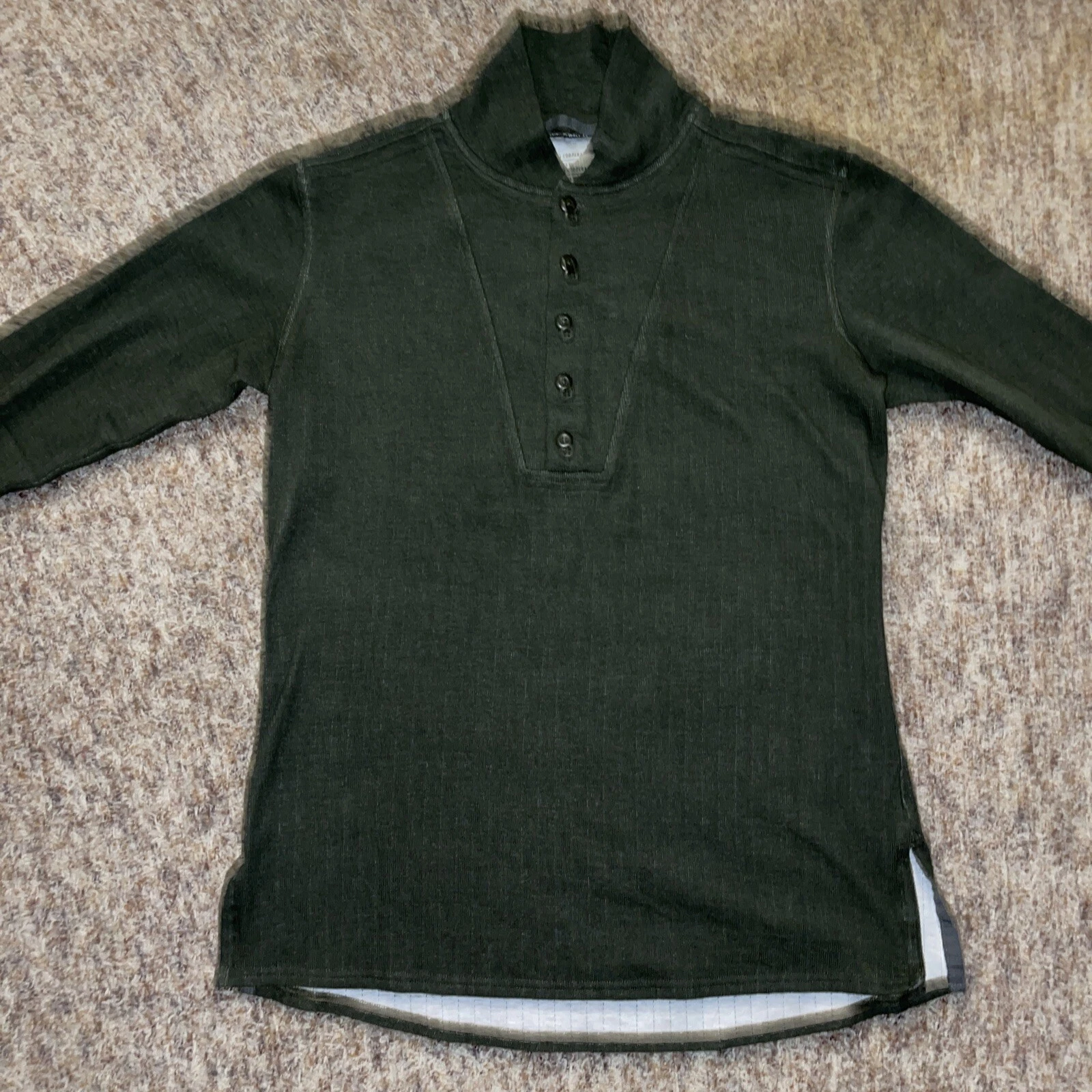 Rei Coop Mens Green Long Sleeve Henley Shirt Size Med Thermal Layers Warm