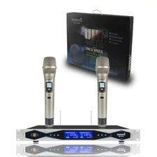 STARAUDIO Wireless Microphone System 2CH UHF Handheld Selectable Channel Mic