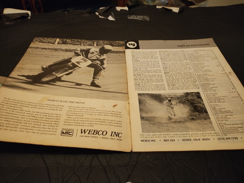 WEBCO MOTORCYCLE PARTS CATALOG ,VENICE CALIFORNIA 1960'S/1970'S SCARCE
