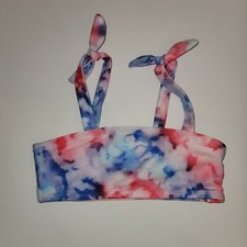 New Cat  Jack Girls XS 4/5 Bikini Top Swimsuit Top Tye Dye Colorful