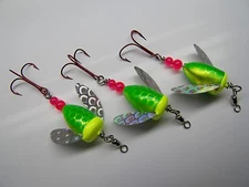 SPIN N GLO LURE LOT  3 SPINNER TROUT SALMON STEELHEAD ALASKA AUSTRALIA WORDEN'S