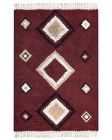 Teppich Baumwolle Geometrisches Muster Rot 140 X 200 Cm Mit Quasten Boho Siirt