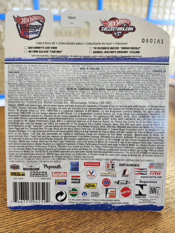 2011 Hot Wheels Vintage Racing #16/30 1974 Plymouth Duster "Mopar Missile" w/RR - Image 3 of 3