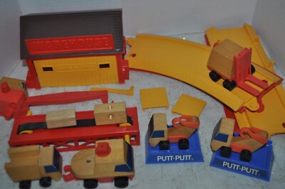 Vintage Mattel Putt Putt Construction Set Wooden Toy Vehicles 1971-1972