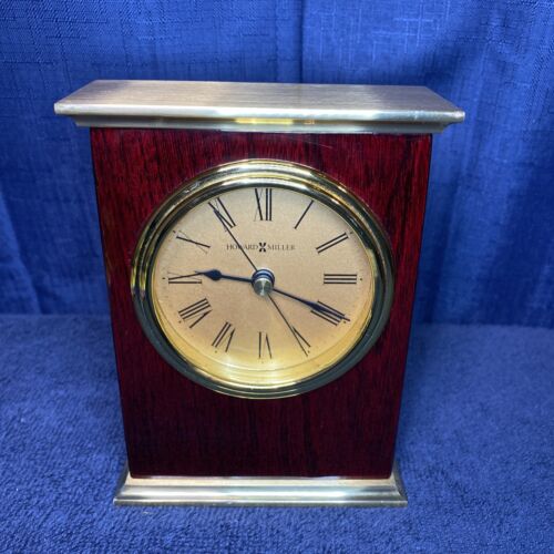 Howard Miller Rosewood Encore Brass Mantle Desk Clock 645-447 PRE OWNED - Picture 1 of 8
