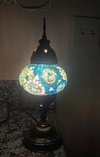 Antique Turkish Mosaic Table Lamp Moroccan Decorative Glass Bohemian Vintage
