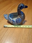 Vtg Handpainted Tonala Mexican Ceramic & Brass Clad Duck Figurine M 8"× 7"×4.5" — photo 5