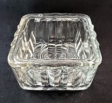 Federal Glass Ribbed Refrigerator Dish w/ Lid 4" x 4" square